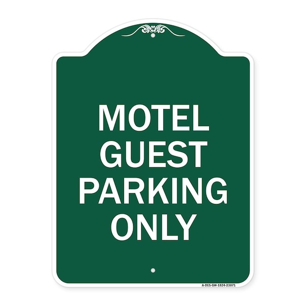 Signmission Designer Series Motel Guest Parking Only, Green & White Aluminum Sign, 18" x 24", GW-1824-23871 A-DES-GW-1824-23871 - main